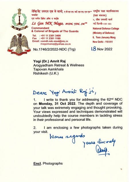 Certificate / appreciation letter — Arogyadham Health & Wellness