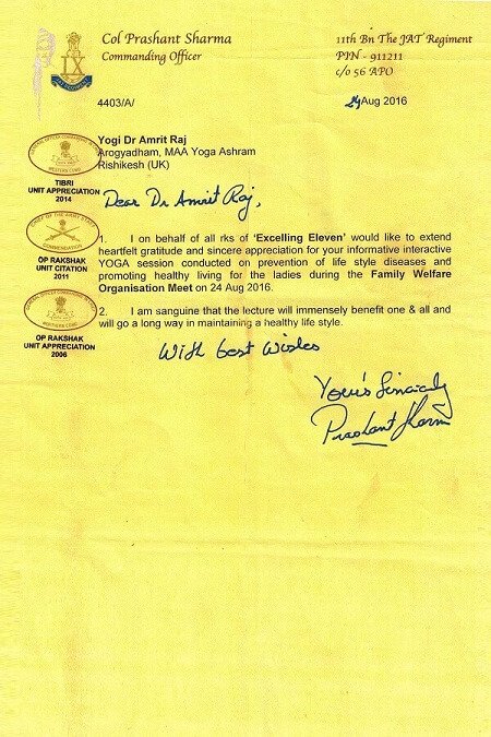Certificate / appreciation letter — Arogyadham Health & Wellness