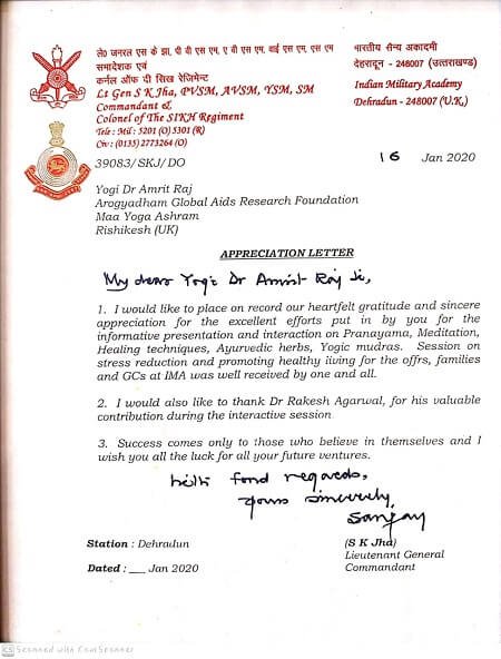 Certificate / appreciation letter — Arogyadham Health & Wellness