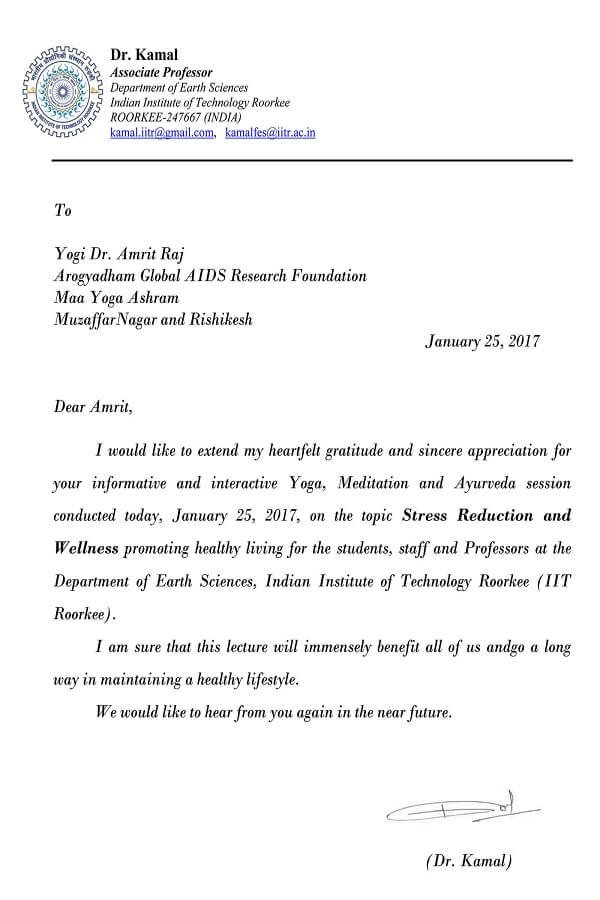 Certificate / appreciation letter — Arogyadham Health & Wellness