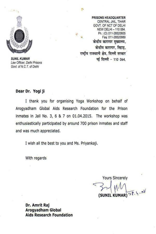 Certificate / appreciation letter — Arogyadham Health & Wellness