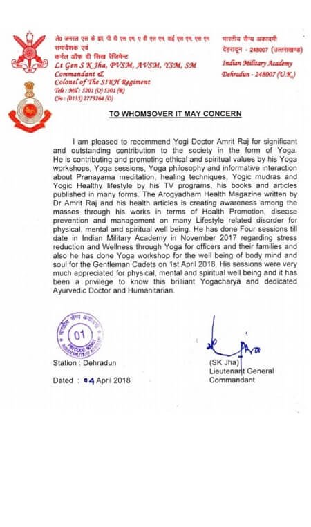 Certificate / appreciation letter — Arogyadham Health & Wellness
