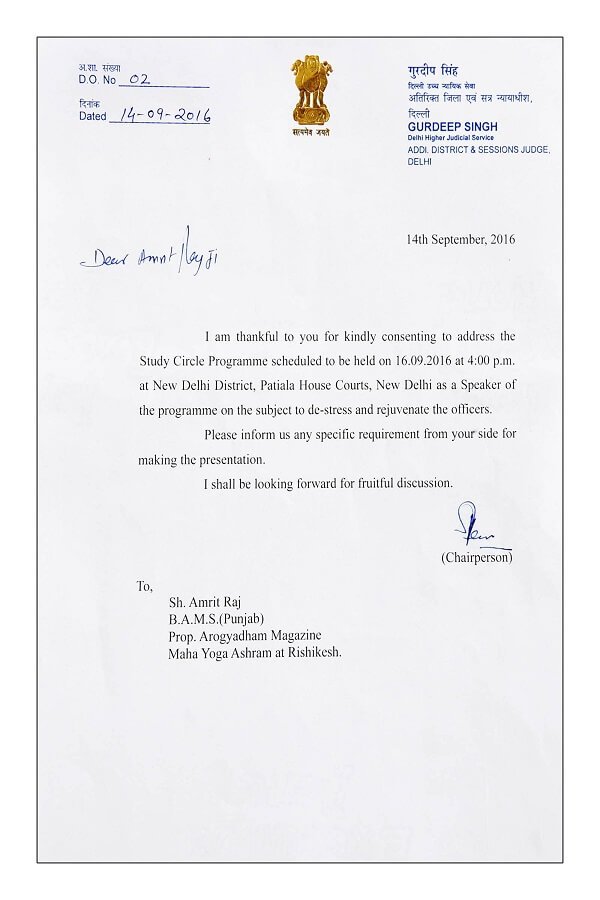 Certificate / appreciation letter — Arogyadham Health & Wellness