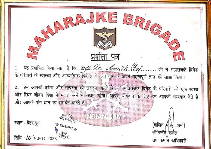 Certificate / appreciation letter — Arogyadham Health & Wellness
