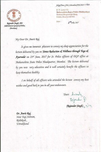 Certificate / appreciation letter — Arogyadham Health & Wellness
