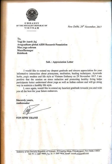 Certificate / appreciation letter — Arogyadham Health & Wellness